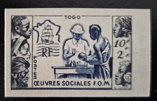 Togo 1950 Yt 254 neuf** non dentelé imperf  oeuvres sociales Outre Mer