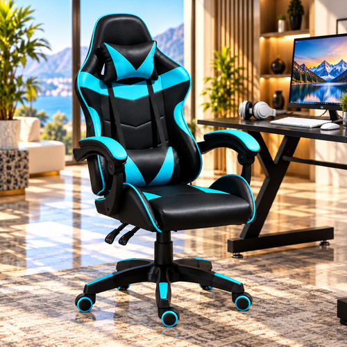 Chaise bureau gaming - bureau, bleu