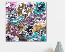 Modern Abstract Acrylic Painting Painting: "Flowers". Signed, listed