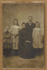 Vintage Photo Card RPPC Family Girls Dress Racket Tennis bt018