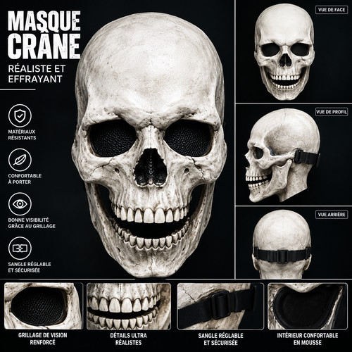Masque crâne latex - en,