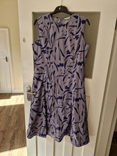 Marimekko Aksa Blue Cotton Poplin Sleeveless A-Line Dress Size 40 12 floral