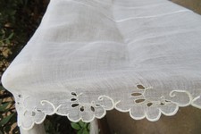 Antique Hand Embroidered VEIL TABLECLOTH (TABLECLOTH TOP) ENGLISH EMBROIDERY Monogram CS