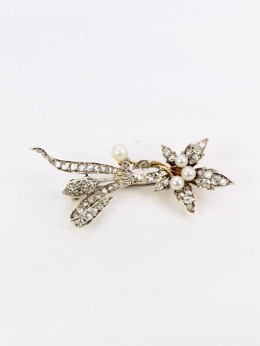 Broche ancienne fleur - fleur, or