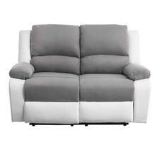 Canapé de Relaxation Électrique 2 Places "Ota" 143cm Gris & Blanc