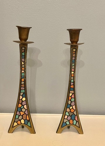 Paire bougeoirs mosaïque - de,