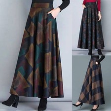 Maxi Jupe longue Rétro Femmes Vintage Soirée Cocktail Fête Hiver Automne
