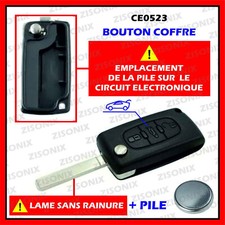 Plip Cle Coque Clef Boitier compatible Peugeot Coffre 207 307 308 407 CE0523 va2