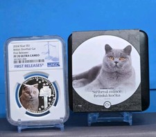2024 NIUE $1 BRITISH SHORTHAIR CAT - COLORIZED - NGC PF70 FR UC 999 SILVER COIN
