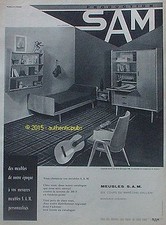 1960 FRENCH AD AD PUB VINTAGE SAM BEDROOM WARDROBE GUITAR BED GUITAR BED