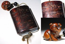 Puppy Netsuke w Tabakoire Inro  Edo original netsuke inro antique