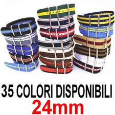 Bracelet de Montre Nylon 24 MM Noir Rouge Vert Orange Bleu Jaune Gris Rose