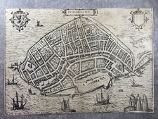 GRAVURE CARTE PLAN DORDRECHT GEORG BRAUN HOGENBERG CIVITATES ORBIS TERRARUM 1581