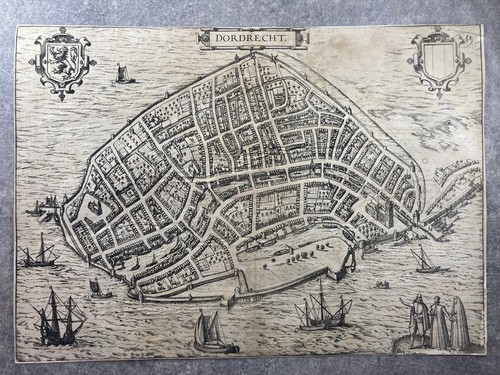 Gravure carte plan dordrecht - gravure,