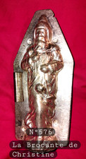 N°576- MOULE A CHOCOLAT ANCIEN -2 PARTIES¨Père Noêl -METAL  17 cm  RARE-MOLD