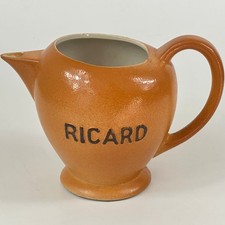 Vintage French Bistro Cafe Breweriana Large Ceramic Jug with Ricard Logo