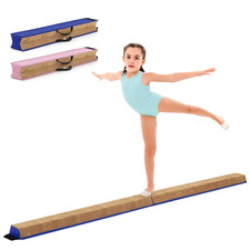 Poutre Gymnastique Pliable Enfant 240cm COSTWAY Suède Mousse Bleu