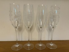 Set Of 4 Mikasa Cheers Etched Champagne Flutes Glasses 8oz