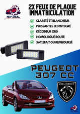 2x Feux de plaque d'immatriculation LED peugeot 307 CC coupé cabriolet