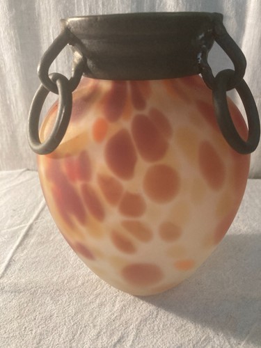 Vase pâte verre et fer - vase,