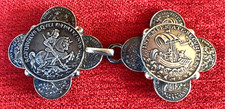 SOLID SILVER BELT BUCKLE CONSISTING OF ANTIQUE SILVER COINS, HALLMARK