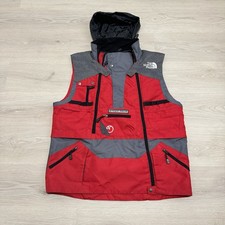 Vintage 90s The North Face Steep Tech Vest Jacket Size Large Red Gray Hooded Zip