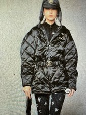 CHANEL COCO NEIGE 2019 CLASSIC BLACK PUFFER JACKET  GOLD CC CHAIN CC BELT 36-38