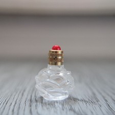 Empty Perfume Miniature, Pink Shaped Glass Bottle, Red Color