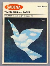 SABENA AIRLINE TIMETABLE GREAT BRITAIN SUMMER 1970 BELGIUM