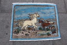 Vintage Main Fabriqué Traditionnel Oriental Laine Bleu S Tapis 53x93cm Cheval