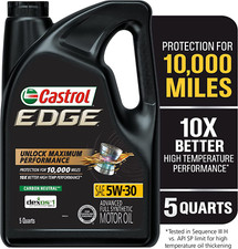 Castrol Edge 5W-30 Advanced Full Synthetic Motor Oil, 5 Quarts