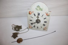 Antique Small Painted Wooden and Chrome Wall Clock, Height 20.5cm