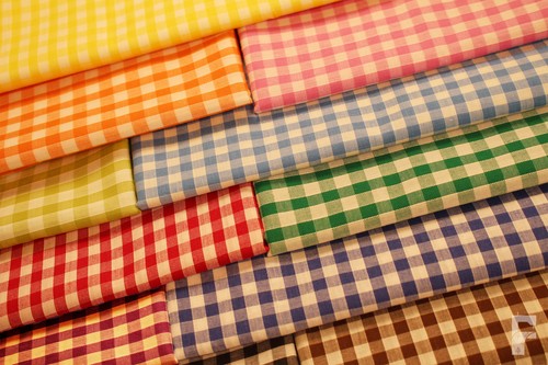 Tissu polycoton carreaux - tissu,