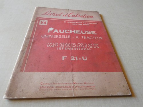 Livret entretien faucheuse - d'entretien,