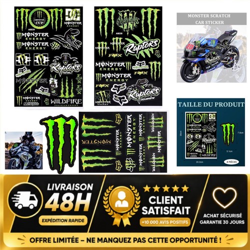 Autocollants moto monster - autocollants,
