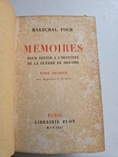 Marshal Foch Mémoires WW1 Original Edition 1931 Plon – 2 Vols Half Leather