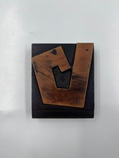 Bloc d'imprimantes originales LETTERPRESS lettre hébraïque "ט" métal sur bois...