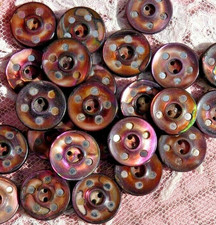 LOT 17 ANTIQUE SMALL MOTHER OF PEARL BUTTONS with METAL/MIRROR INCLUSIONS 19th century