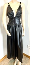 Catanzaro neckline 479 faux black latex dress size 38 very long split 4 sides!