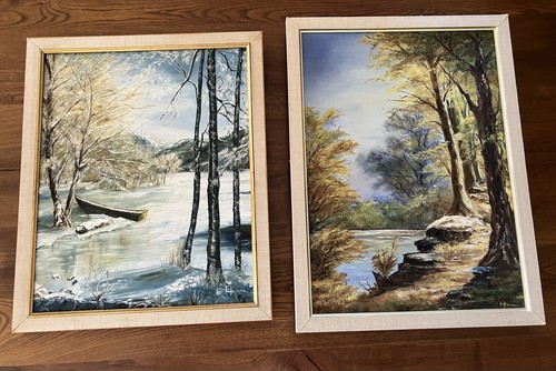 Paire tableaux anciens - , huile