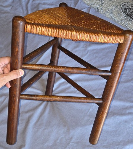 Tabouret bois paille - tabouret,