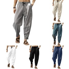 Pantalon décontracté en coton avec taille élastique vêtements respirants pou