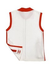 CHANEL Sports Authentic Women's Zip-up Jacket Vest Logo White Red Logo Collar
