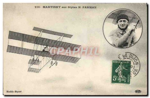 Martinet sur biplan farman - martinet, h.