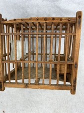 Antique Small Coal Miner Canary Bird Cage Wooden with water and seed holder