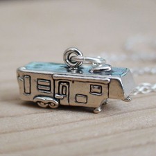 Fifth Wheel Trailer Necklace - 925 Sterling Silver - Camper Camp RV Travel 