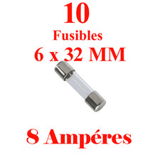 10 Fusibles Verre 6 x 32 mm