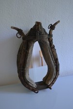 BRUTALIST MIRROR HORSE NECKLACE ANTIQUE LEATHER FOLK ART MID 20th century