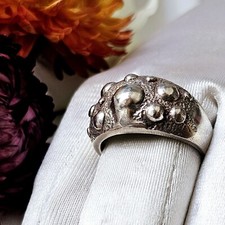 Bague Artisan Brutaliste Argent 925 Arbre Planètes  Poinçonnée Taille 58