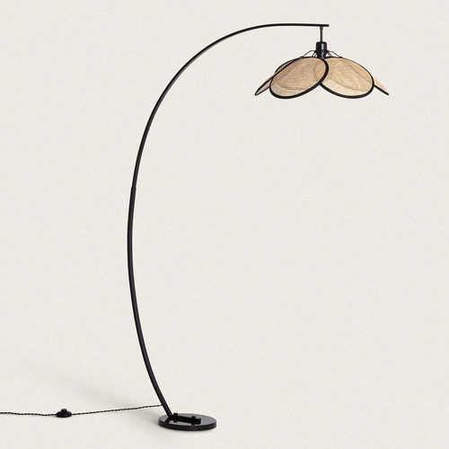 Lampadaire rotin arc nirvana - lampadaire,